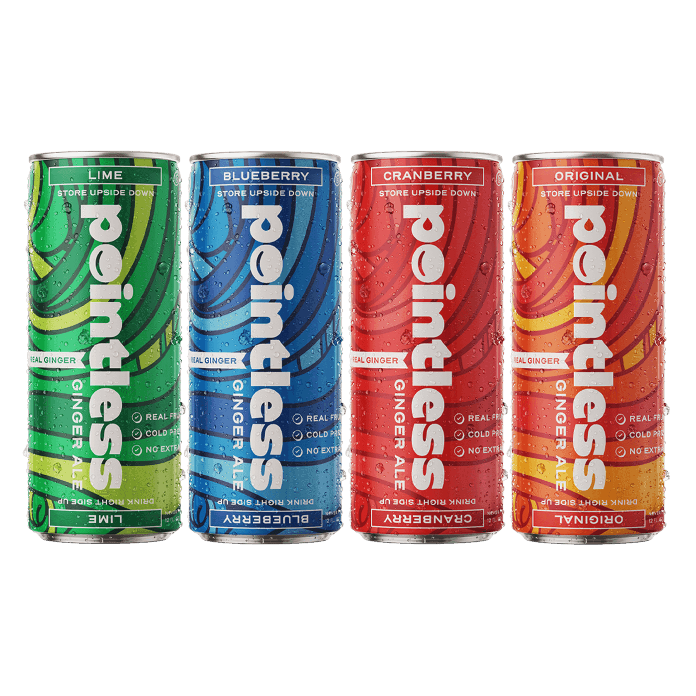 a group of four cans of soda